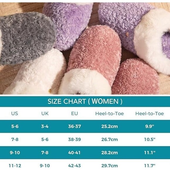 HomeTop Women's Cute Fuzzy Memory Foam Scuff Slippers Bedroom Lightweight US 7-8 - Picture 5 of 6